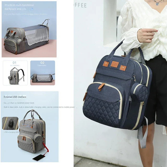 حقيبة ظهر متعددة الوظائف للأمهات 5 في 1 - Sac à Dos de Maternité Multifonction 5-en-1