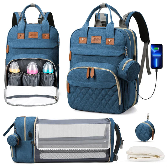 حقيبة ظهر متعددة الوظائف للأمهات 5 في 1 - Sac à Dos de Maternité Multifonction 5-en-1